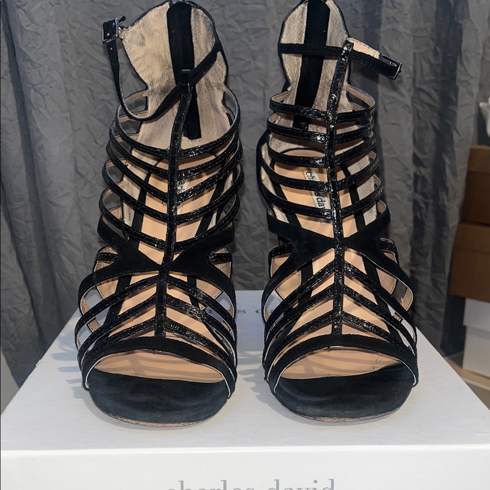 Charles David Black Strappy Heels